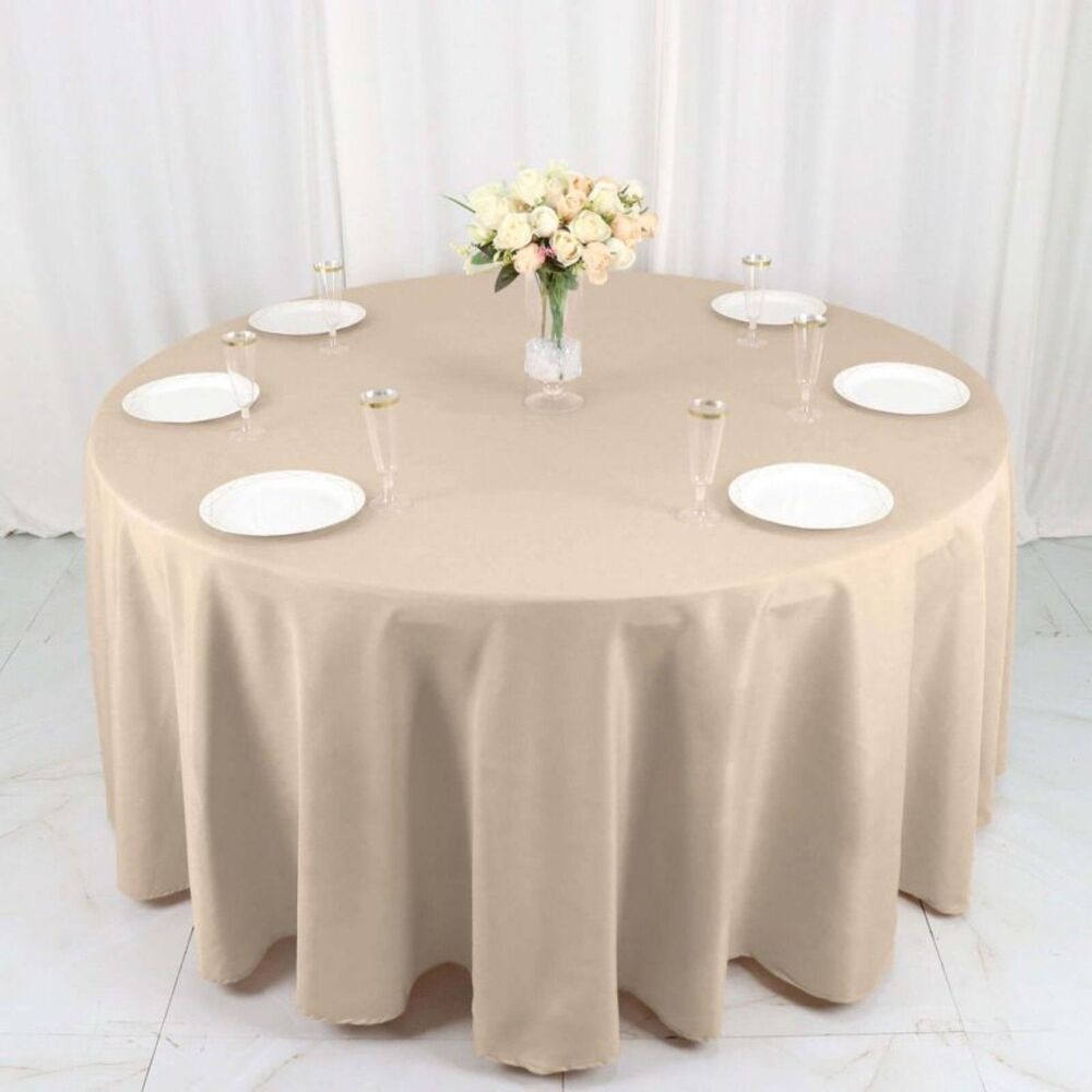 Beige Round Tablecloth 110" NEW